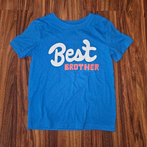 5 For $25 Cat & Jack Blue White & Orange Best Brother Tee Toddler Size 5T - Picture 1 of 3